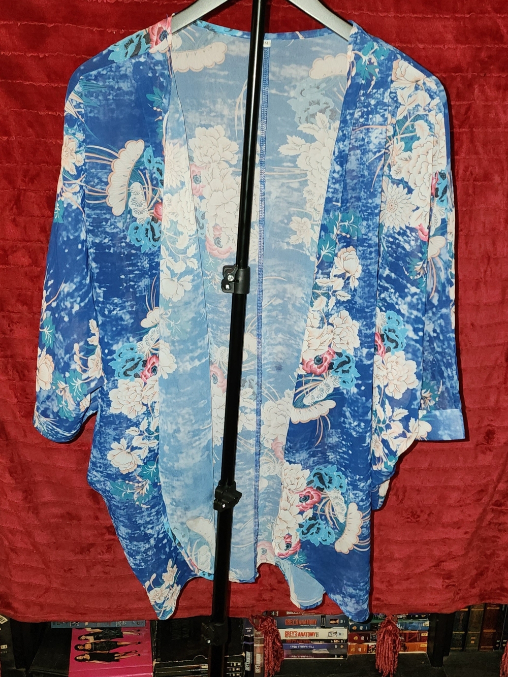 Blue Floral Open-Front Women’s Kimono